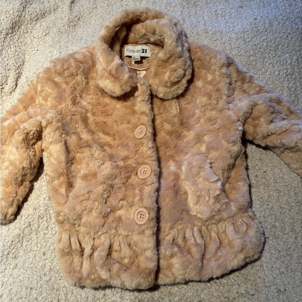 Forever 21 Tan Teddy Jacket Faux fur size S
